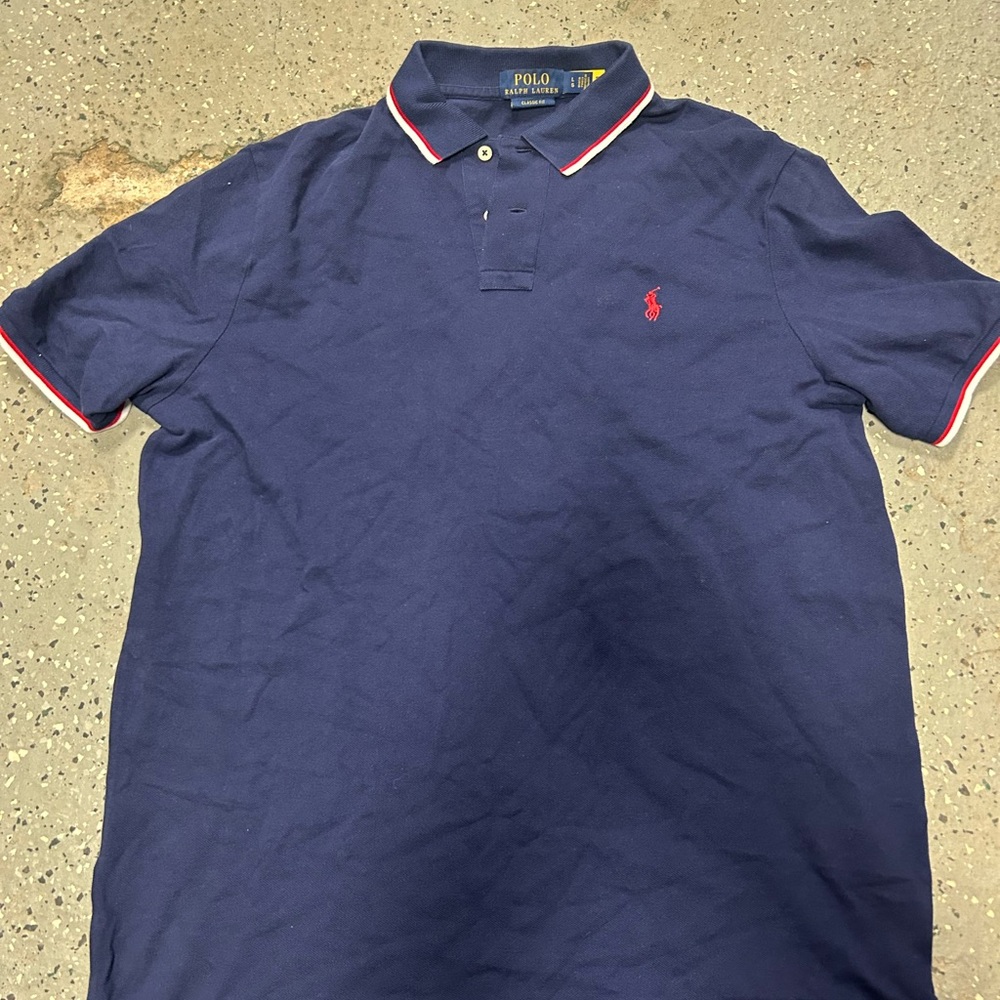 Ralph Lauren Men's Polo Shirt in Navy with Red Accents